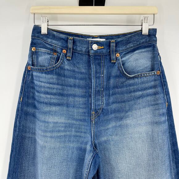 RE/DONE | The Marielou in Viper Blue Full Length 35in Inseam Wide Leg Jeans 25 - Picture 6 of 16